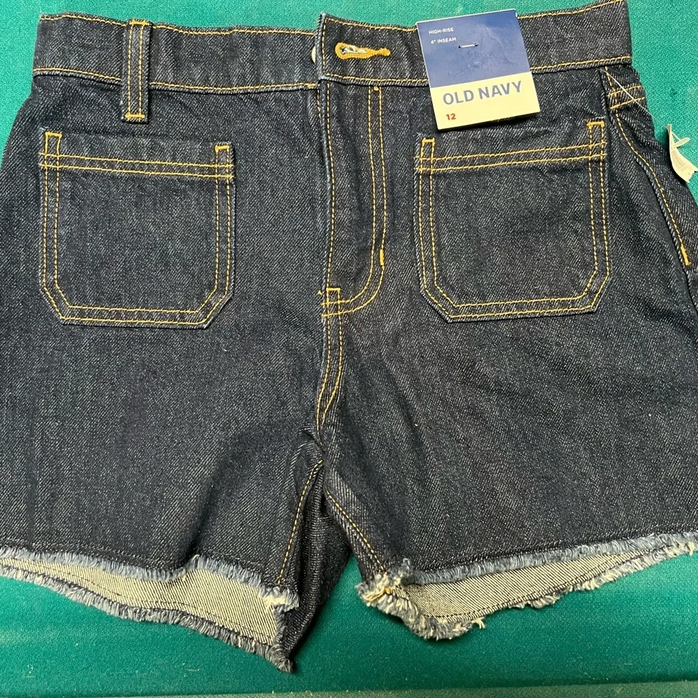 Old Navy Girls Denim Shorts - Dark Blue and Light Blue one pair NWT size 12